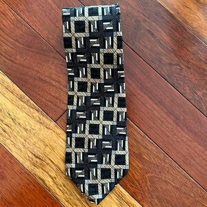 Alana Paul Black Tan and White 100% Silk Necktie